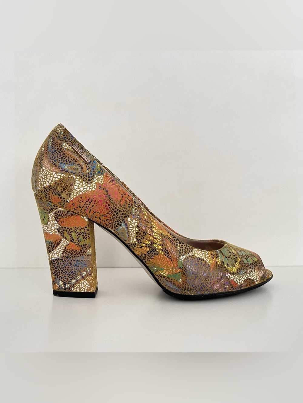 Women's Colorful Pumps Shoes Heels Made in Italy 8.5 Peeptoe Retro Bombshell
